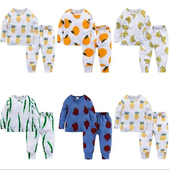 2019 Toamna Todder Copii Băieți Fete Set de Pijama Copii Lenjerie pentru Copii de Imprimare Set de Ananas Bumbac Baieti Loung uzura uzura Acasă