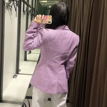 2020 NOU Toamna sacouri Femei violet solid butonul maneci lungi crestate gât sacouri casual moda femei bluze femei haine