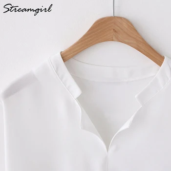 Bluză albă Șifon Plus Dimensiune Maneca Scurta Femei Vara Vrac Bluza Șifon Cămașă 5XL Bluze Office Bluze de Vara Pentru Femei
