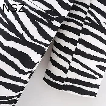 NSZ Femei Animal Print Zebra Supradimensionate Sacou Modă Și Elegant de Epocă Sacou Maneca Lunga de sex Feminin Strat de Îmbrăcăminte exterioară