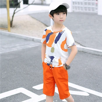 2020 Noi de Vara Baieti Set Haine coreeană Hip-hop Policromatice Tricou + Pantaloni 2 buc Costum de Performanță Gradinita de Copii Haine
