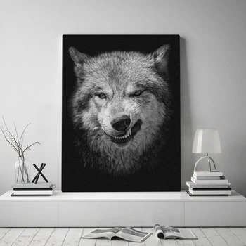 Home Decor Panza Furios Wild Black Wolf Picturi Fata De Imagini De Animale De Perete De Arta Imprimate Modular Cadru Poster De Arta Living