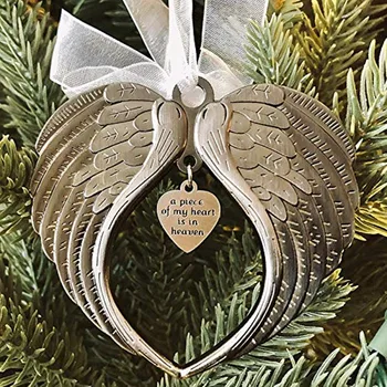 Panglica Aripi de Înger Ornament de Crăciun Pandantiv O Bucată de Inima Mea Este În Ceruri Xams Copac 2020 Cadou Petrecere de Familie Decor Acasă