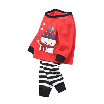 De crăciun, Haine Copii, Haine de Băiat Tipărite de Crăciun Cafeniu Carouri Pantaloni de Pijama Set Fetita din Bumbac Copii Acasă Costum