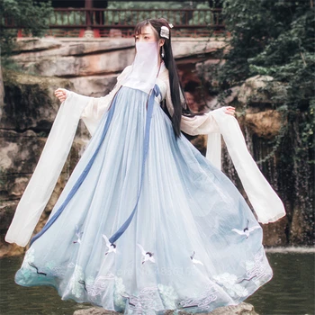 Hanfu Femei Rochie De Zână Costum Tradițional Chinezesc Macara Vintage Anul Nou Haine Dans Popular Prințesă Chineză Cosplay