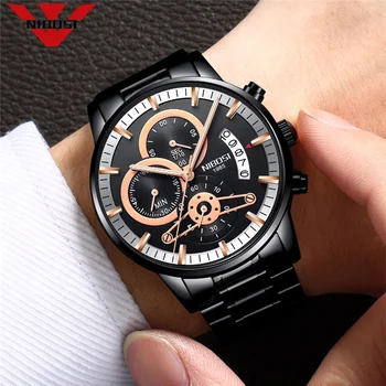 NIBOSI Ceas de Aur de Dropshipping Brand de Lux pentru Bărbați din Oțel Inoxidabil Cronograf Auto Întâlnire de Afaceri Cuarț Ceas de mână