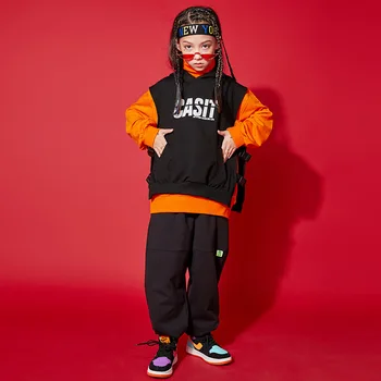 Copiii Hip Hop Îmbrăcăminte Guler Tricou Top fără Mâneci Sacou Vesta Streetwear Pantaloni pentru Fete Băiat de Jazz Dans Costum de Haine