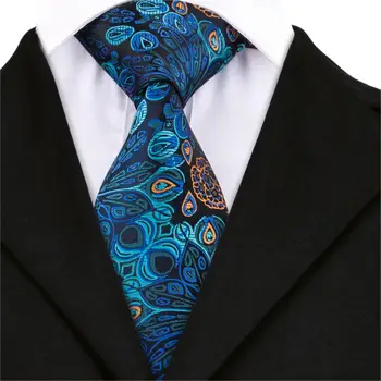 Hi-Tie Cald Albastru Florale Cravată 2018 cele Mai Populare Mătase Jacquare Relațiilor Țesute pentru Barbati, Design de Lux Bărbați Rochie Cravată Set Gravats SN-1593