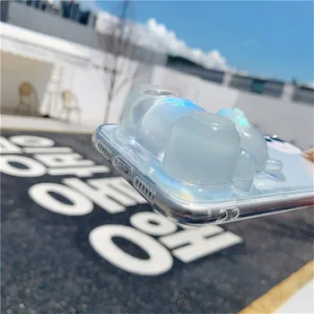 Coreeană Urs 3D Sclipici Transparent Cazul în care Telefonul Pentru iPhone 11 Pro Max XR X Xs Max 7 8 Plus se2020 Silicon Telefon Capacul din Spate Caz