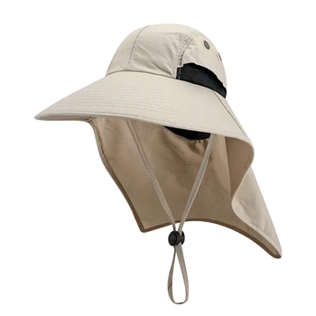 Nou în aer liber, pescuit Șapcă Margine Largă Usoare, Rezistente la Apa Portabil Protectie UV Gât Capac Pălărie de Soare Cu Cureaua