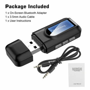 3.5 mm Aux Wireless display LCD Adaptor USB Acasă pentru PC TV Căști Boxe Auto 2 IN 1 5.0 Audio Bluetooth Transmițător Receptor