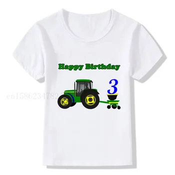 Băiatul Tractor 1-10 Numărul de Ziua de Imprimare Tricou Copii Ziua de nastere Băiat tricouri Băiat și Fată Cadou Amuzant Tricou Cadou Haine de Băieți
