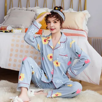 Imprimare Pijama pentru Femei din Bumbac Moale Set de Pijamale Drăguț Pijama Set Primavara-Vara 2021 Acasă Haine pentru Femei de Iarnă Pijamale Femei