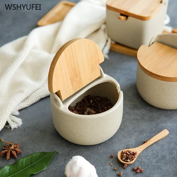 Stil japonez Flip cover ceramica borcan cu capac set de bucatarie lucruri noroi containere cu capace