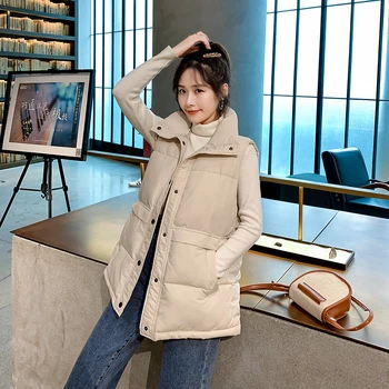 Femei Stil coreean Solidă fără Mâneci Iarnă Ține de Cald Iarna Vesta de Blana Femei Singure Pieptul Afânat Gros de Moda Vesta