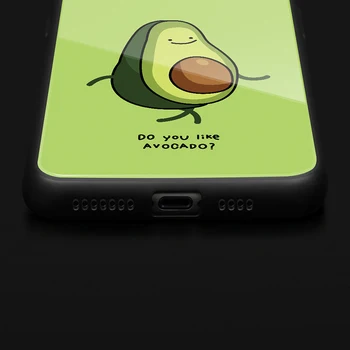 Pentru Samsung Galaxy A21 A20E A10E A202F A01 A11 Cazul Verde Desene animate Avocado Greu Sticlă spate de silicon marginea Acoperire Pentru Samsung A20s