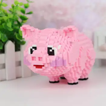 HC Mini Blocuri Drăguț Roz de Porc de Licitație Cifre Model Animal pentru Fete, Cadouri de Frumoasa Papusa pentru Copii Jucărie Cadou de Anul Nou 1017