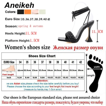 Aneikeh Gladiator Roma PU pantofi cu Toc Sandale Partid Solid Elastic Glezna Curea de Deget de la picior Pătrat de Caise Dimensiune 35-41 de Moda Populare