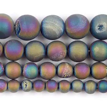 Naturale Multicolore Druzy Agate Margele din Piatra Tur Liber Margele Spacer Pentru a Face Bijuterii 6/8/10/12mm DIY Brățară Colier