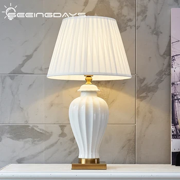 40x70cm European și Modern, Simplu, Alb Ceramic de Masă Lampă Pentru Camera de zi Dormitor Lampă de Noptieră Decor Acasă