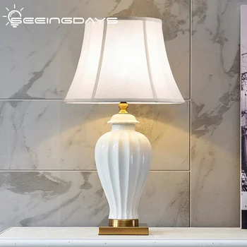 40x70cm European și Modern, Simplu, Alb Ceramic de Masă Lampă Pentru Camera de zi Dormitor Lampă de Noptieră Decor Acasă
