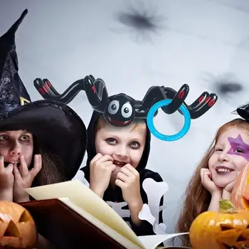 Halloween Aruncare Jocuri Gonflabile Paianjen Palarie Inel Jocuri Arunca Cu 1 Spider Și Inele Pompa Pentru Copii Adult Carnaval Petrecere De Halloween