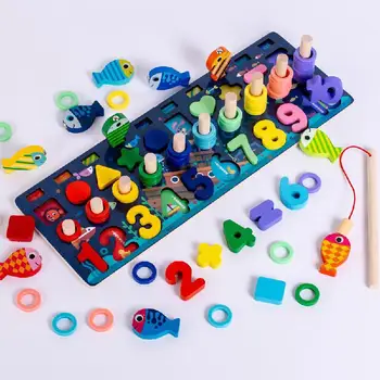 Montessori pentru Copii Modular Jucării Multi-Funcțional Creier Copil de Educație Timpurie de Dezvoltarea Inteligenței Jucarii din Lemn