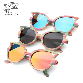 Retro ochelari de soare polarizat femei de lux hand-made de bambus în formă de fluture ochelari de Soare bărbat femei ochelari de soare de designer de brand UV400