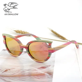 Retro ochelari de soare polarizat femei de lux hand-made de bambus în formă de fluture ochelari de Soare bărbat femei ochelari de soare de designer de brand UV400