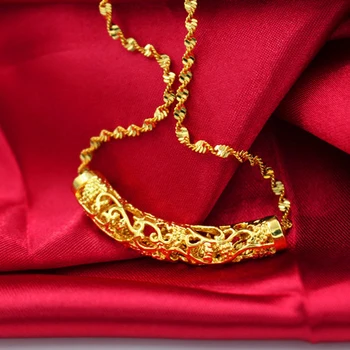 Aur de 24K Umplut pandantiv Coliere pentru femei Bijuterii de nunta en-Gros Lanț femei Coliere