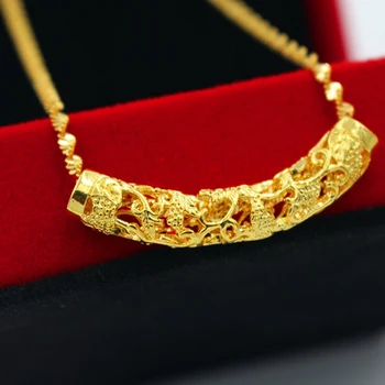Aur de 24K Umplut pandantiv Coliere pentru femei Bijuterii de nunta en-Gros Lanț femei Coliere