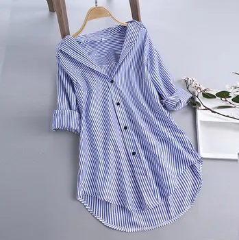 5Xl Femei, Plus Dimensiune tunica Tricouri Chic Dungi Bluza de Toamna Doamnelor de Mari Dimensiuni Buton Lace V-Neck Maneca Lunga Camasa Bluza blusas