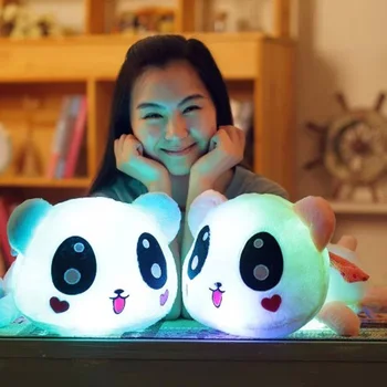 Drăguț Panda Stralucitoare Jucarie de Plus Colorate Luminos Umplute Papusa Moale Animale de Pernă de Pluș pentru Copii Perna de Lumină LED-Up Cameră de Cadou de Vacanță
