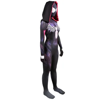 Femei/Fete pe Gwen Stacy Cosplay Costum pentru Halloween Spi Zentai Body super-Erou Costum Salopeta & Mantie pentru Femei