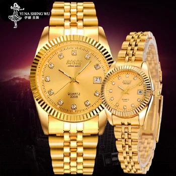 Moda Nouă Cupluri Ceasuri de mana Barbati de Aur Brand de lux pentru Femei Rochie Ceas de Ceas Reloj Ceas Barbati Pentru Cadou Relogios Masculinos