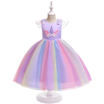 Unicorn Rochie De Petrecere Pentru Fete Cu Elsa Anna Costum De Carnaval Copii-Rochii Pentru Fete Curcubeu Rochie Pentru Copii Rochie De Ziua Printesa