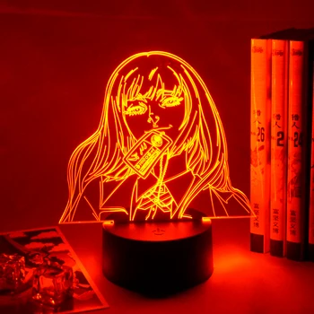 Japoneze Waifu 3D Lampa Yumeko Jabami Led Lumina de Noapte Din Kakegurui Jucător Compulsiv Cadou pentru Decor Dormitor Veioza Drăguț