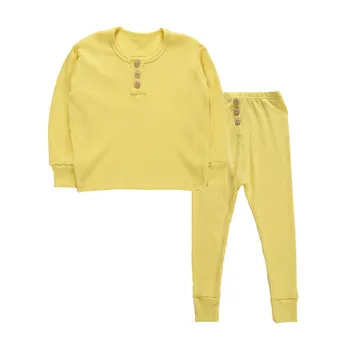 2020 Copilul de Primavara Toamna Haine Copii, Băiat, Fată de Bumbac, cu Maneci Lungi Pijama Set Culoare Solidă Casual Pijamale Homewear Tinutele 2-6M