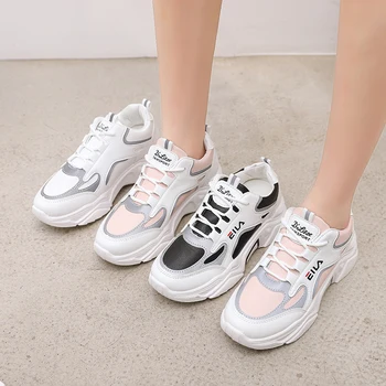 2020 primavara toamna de moda casual, pantofi vechi Femei Alb Adidasi Funcționare Pantofi Dantela-Up Luminos Pantofi Casual Femei Adidași