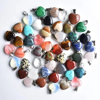 En-gros de 24buc/lot de moda de bună calitate, piatra naturala se amesteca inima farmece pandantive 16mm pentru bijuterii accesorii face gratuit