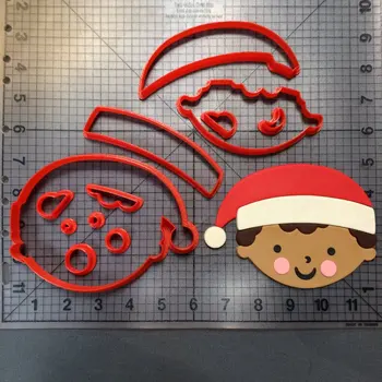 Crăciun fericit băiat și fată cu capac și reni ureche de imprimare 3D fondant decorarea cookie-cutter set