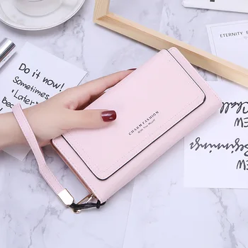 2019 simplu nou coreeană de moda doamnelor fermoar 3 ori portofel geanta telefonul mobil geanta doamnelor geantă de mână