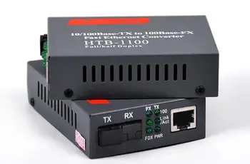 1 pereche HTB-1100AB 10/100M Fiber Optic Media Converter 2km Fibre Multimode Emitator si Receptor de Fibra Singur SC Port