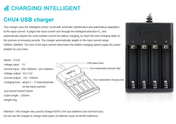 KENTLI 4 PORTURI 1.5 V AA Baterie Reîncărcabilă Litiu Inteligent încărcător USB CHU4 Fabrica de vânzări directe