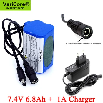 VariCore Proteja 7.4 V 6800mAh 8.4 V 18650 Li-ion Baterie lumini de biciclete Cap de lampă specială bateria DC 5.5*2.1 MM + Încărcător de 1A