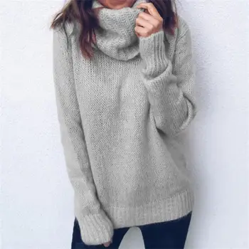2019 noi de vânzare fierbinte femei primavara toamna guler pulover tricotate casual femei vrac pulover pulovere