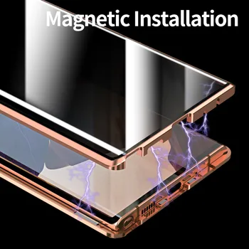 Magnetice de Confidențialitate Caz pentru Samsung Nota 20 20 Ultra Coque Corp Plin Metal Bara Capac Sticla pentru Samsung S20 Ultra Capas