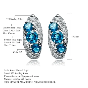 Gem de Balet 2.5 Ct Naturale Topaz London Blue Vintage Stud Cercei Argint 925 pietre semipretioase Bijuterii Fine Pentru Femei Nuntă