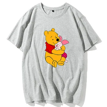 Disney Winnie the Pooh Ursul de Desene animate de Imprimare Cuplurile Unisex Femei T-Shirt, O-Neck Pulover cu Maneci Scurte Tee Bumbac Topuri 10 Culori