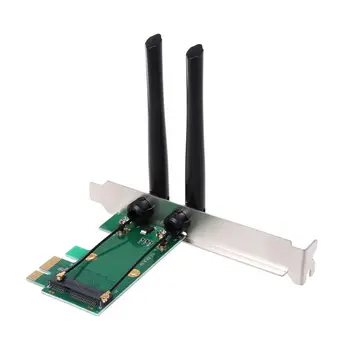 Placa de Retea Wireless WiFi Mini PCI-E Express PCI-E Adaptor Antena 2 PC Extern